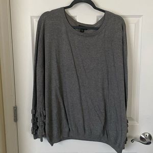 Lord & Taylor Woman Pullover Grey Sweater with Ruffle Detailed Cuffs Size 3X